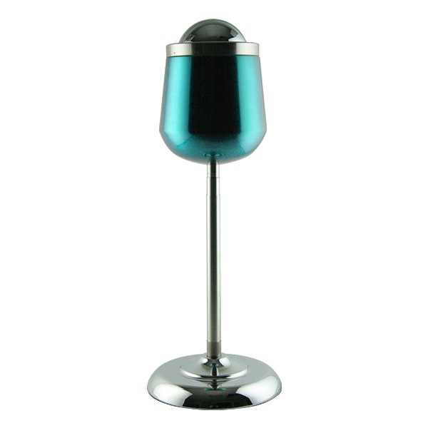 Cendrier Design Bleu Tulipe Corbeille 15cm pied reglable 60cm telescopique