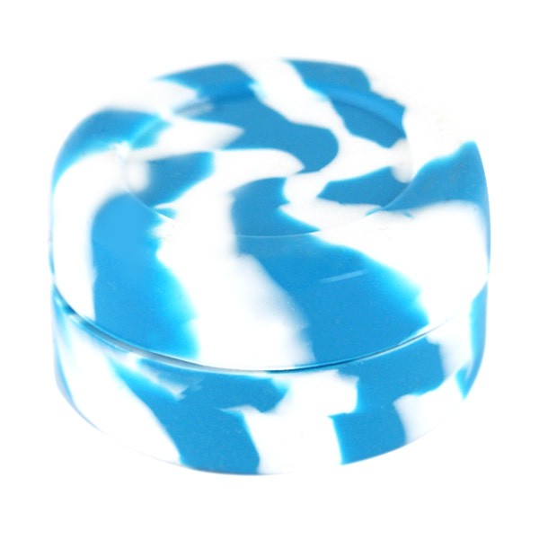 Boîte silicone diamètre 3,6 cm bleue et blanche