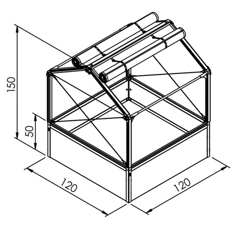 Horta elevada de 50cm com estufa 120x120x150cm - GrowCamp Air Basic 50