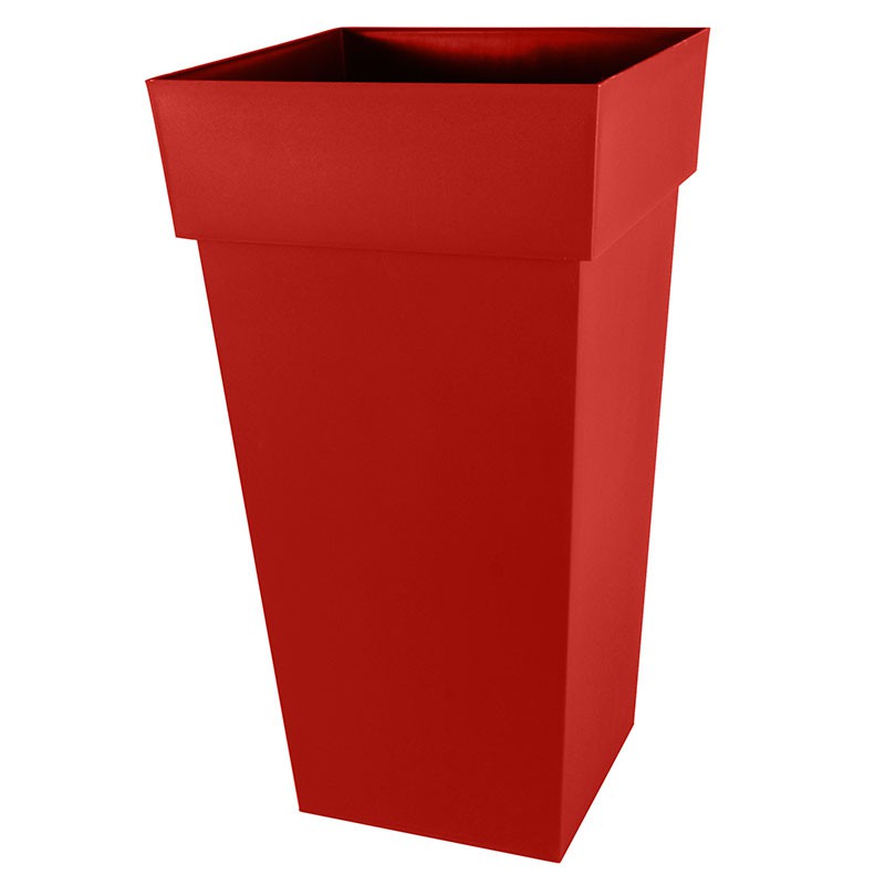 EDA Plastiques - Vase haut carré Toscane XXL 43.3x43.3x80cm 98L Rouge rubis