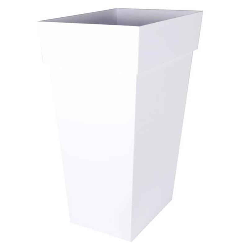 EDA Plastiques - Vase haut carré Toscane XXL 43.3x43.3x80cm 98L Blanc