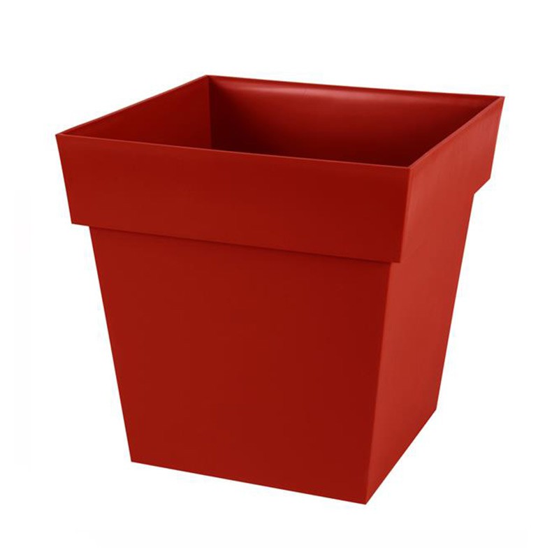 EDA Plastiques - Pot bas carré Toscane XXL 39x39x39cm 38L Rouge Rubis