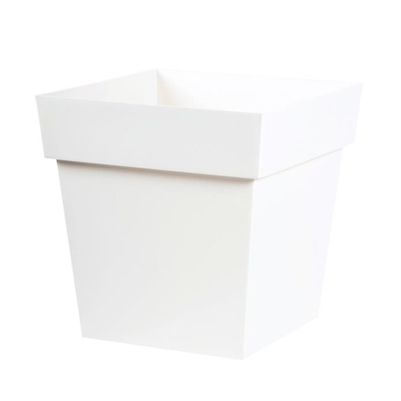 EDA Plastiques - Pot bas carré Toscane XXL 39x39x39cm 38L Blanc