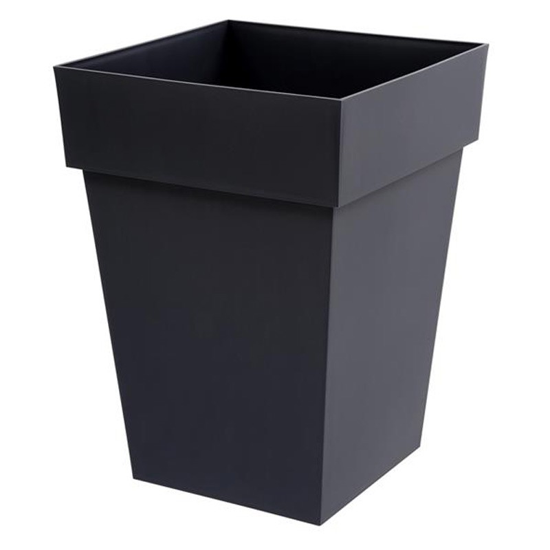 EDA Plastiques - Pot mi-haut carré Toscane 39x39x53cm 51L Anthracite