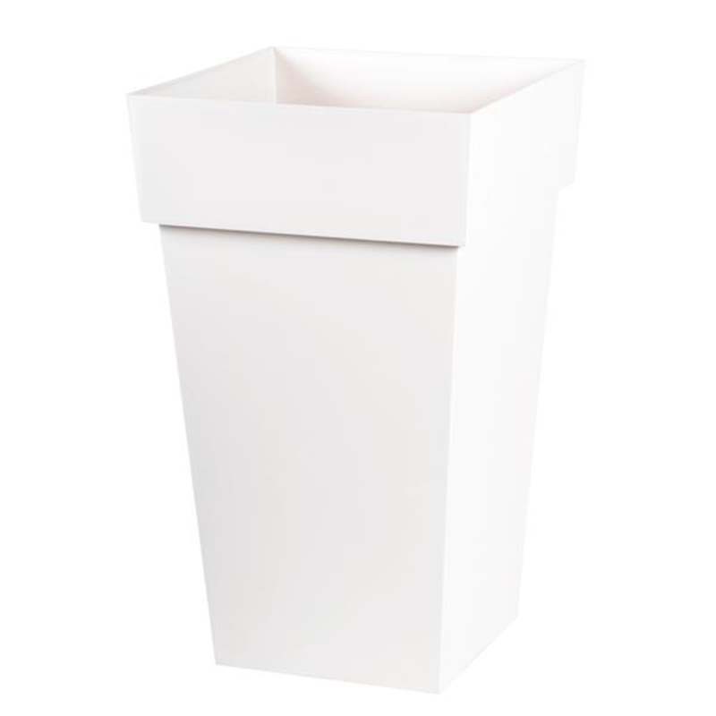 EDA Plastiques - Pot haut carré Toscane 39x39x65cm 62L Blanc