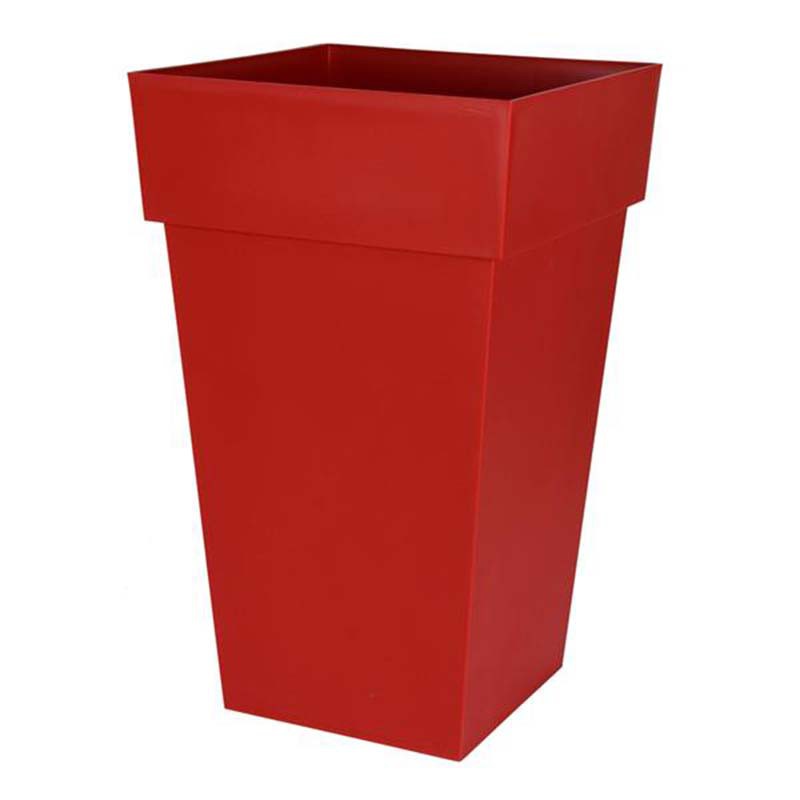 EDA Plastiques - Pot haut carré Toscane 39x39x65cm 62L Rouge Rubis