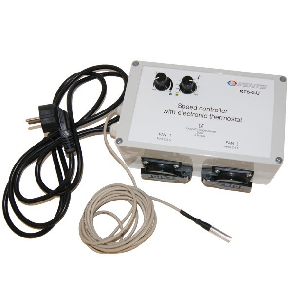 Thermostat Controler RTS-5-U - temperature & speed (for 2 x 1.5A)