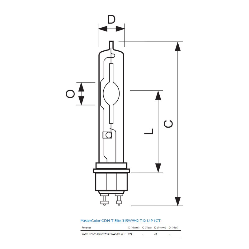 AMPOULE PHILIPS MH 315W/942 COLOUR DAYLIGHT