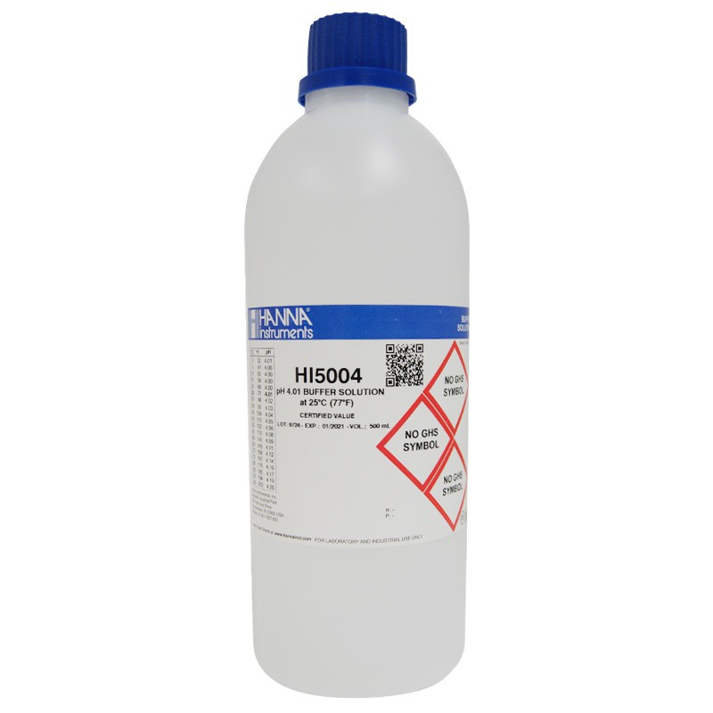 HANNA - SOLUTION TAMPON TECHNIQUE Ph4 500ML ET CERTIFICAT