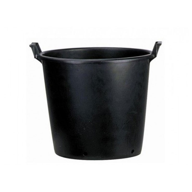 Pot rond noir à poignées 75L 56x40x49cm