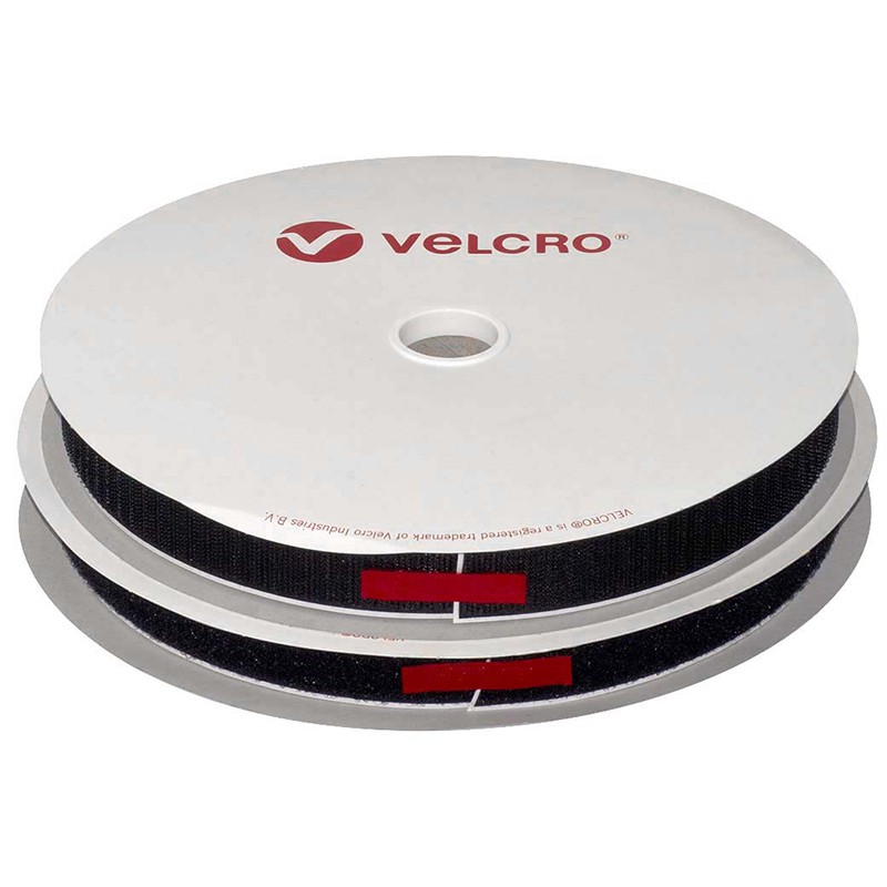 Velcro® noir en Rouleau de 25m - Ensemble mâle + femelle