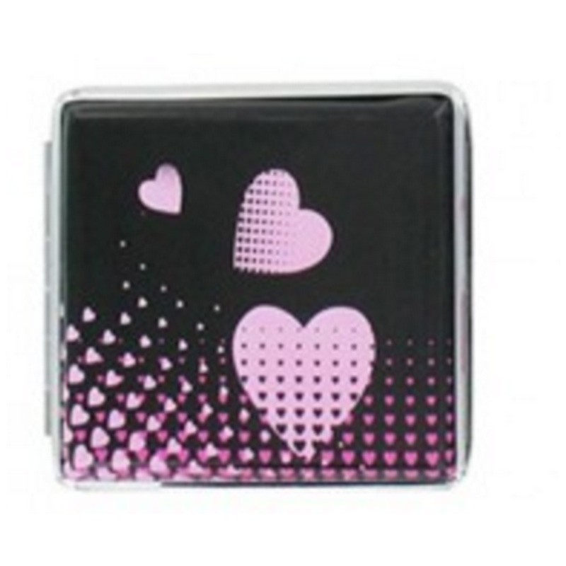 Etui A 20 Cigarettes 85Mm Alu - Coeur Rose Fond Noir