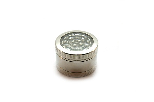 Mühle 3 Teile Alu / transluzenter Deckel Durchmesser 55 mm kleines Modell
