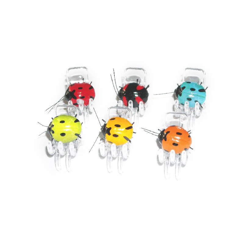 CLIPS plantes , orchidées , LADYBIRD - Coccinelles x6PCS
