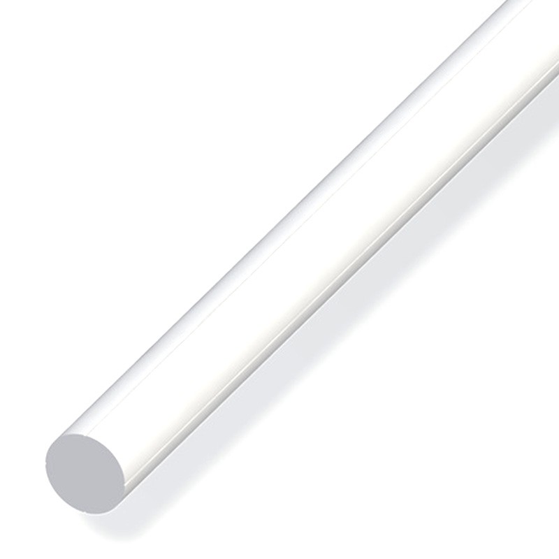1m solid round tube Ø7.5mm pvc white