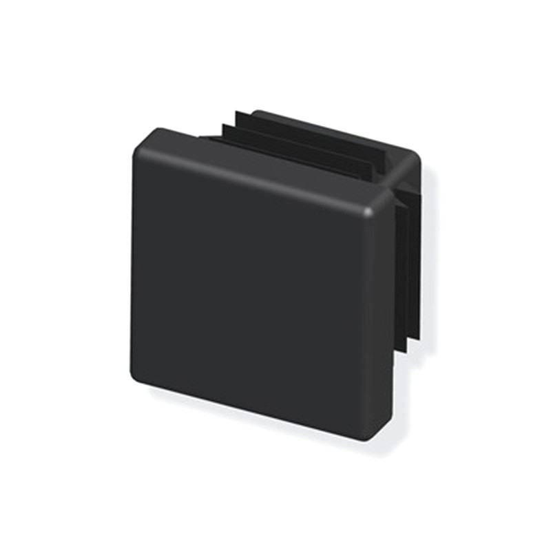 2 square 23.5mm black PE end caps for aluminum and pvc pipes 