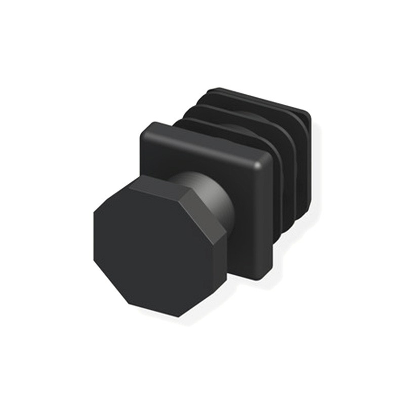 2 adjustable feet 23.5mm black for aluminium and pvc tube 