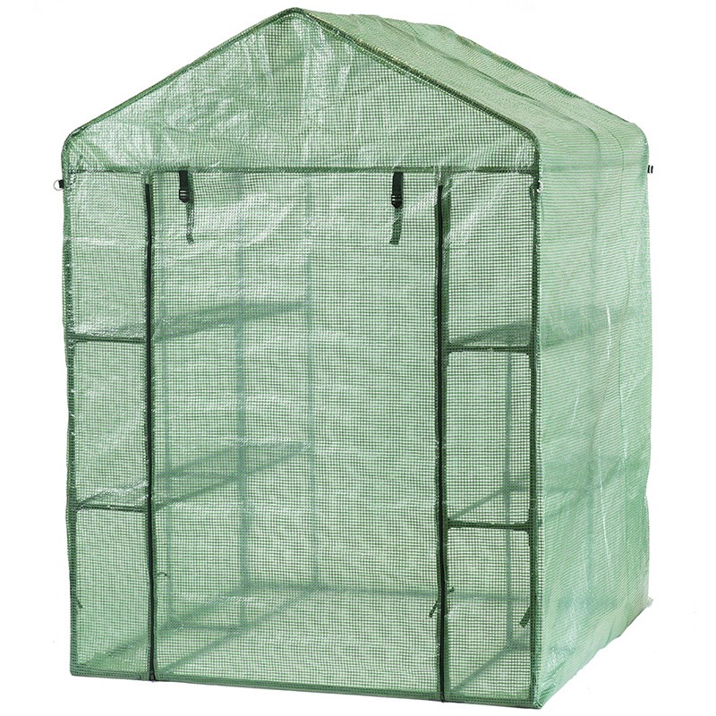 SERRE DE JARDIN AVEC 2 ?TAG?RES 2 NIVEAUX H195X143X143CM