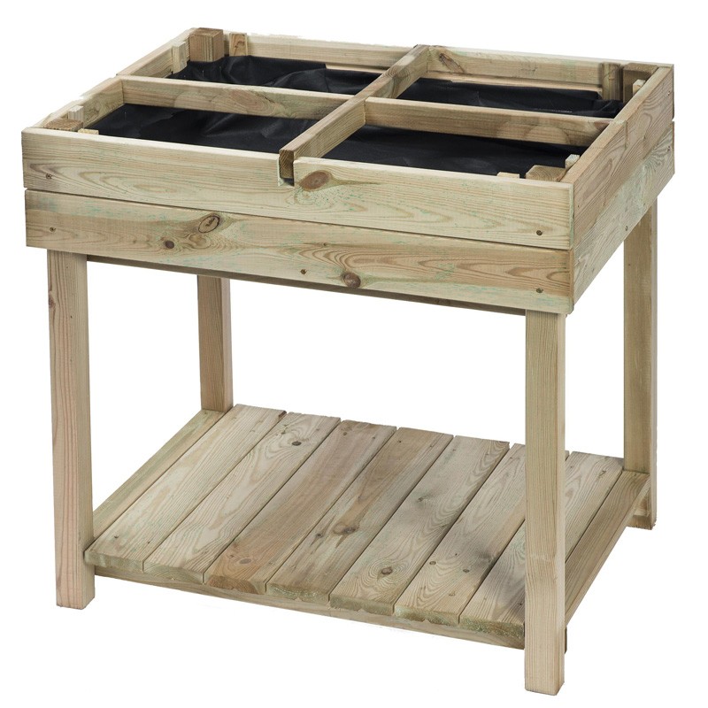 Carré potager en bois table 4 sections H80x80x60cm pin du nord classe III, fsc