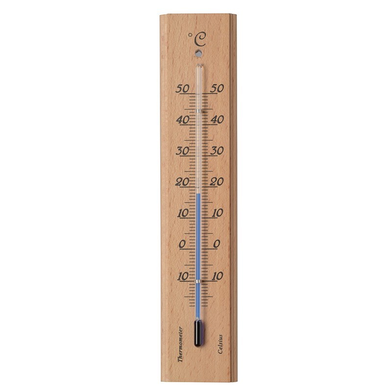 thermomètre mural Kelvin 9 intérieur/extérieur en bois H19x4x1cm