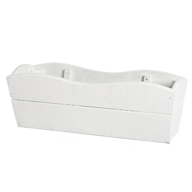 Jardinière blanche bois de pin 60 x 22 x 21 cm - Traité contre les fongicides