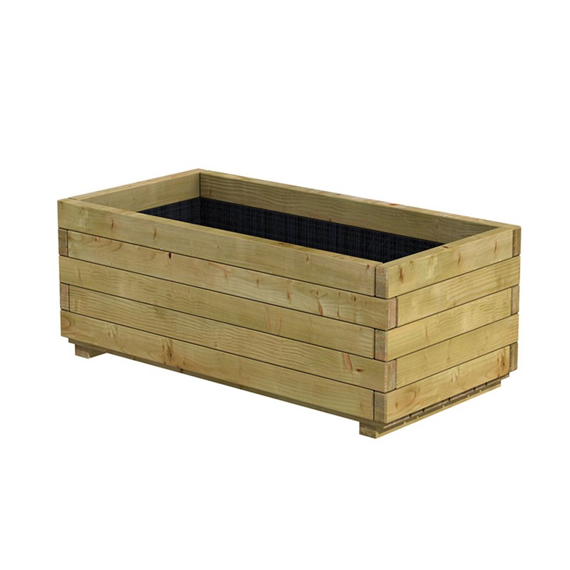 Rectangular tub in autoclaved spruce pot 100 x 50 x 39cm - Treated against fungicides