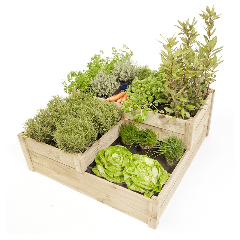 Potager Bois Milos naturel en bois de pin - 96x96x40cm