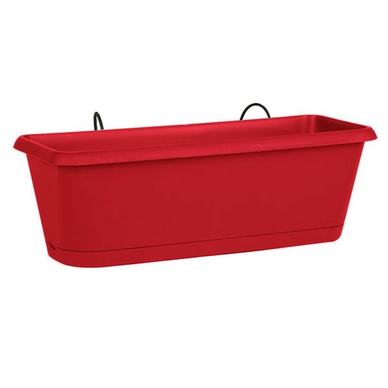 Jardinière CHORUS 50 Rubis +PLATEAU+SUPPORT 9.45L 48.8X18.8X16.1 - EDA PLASTIQUES