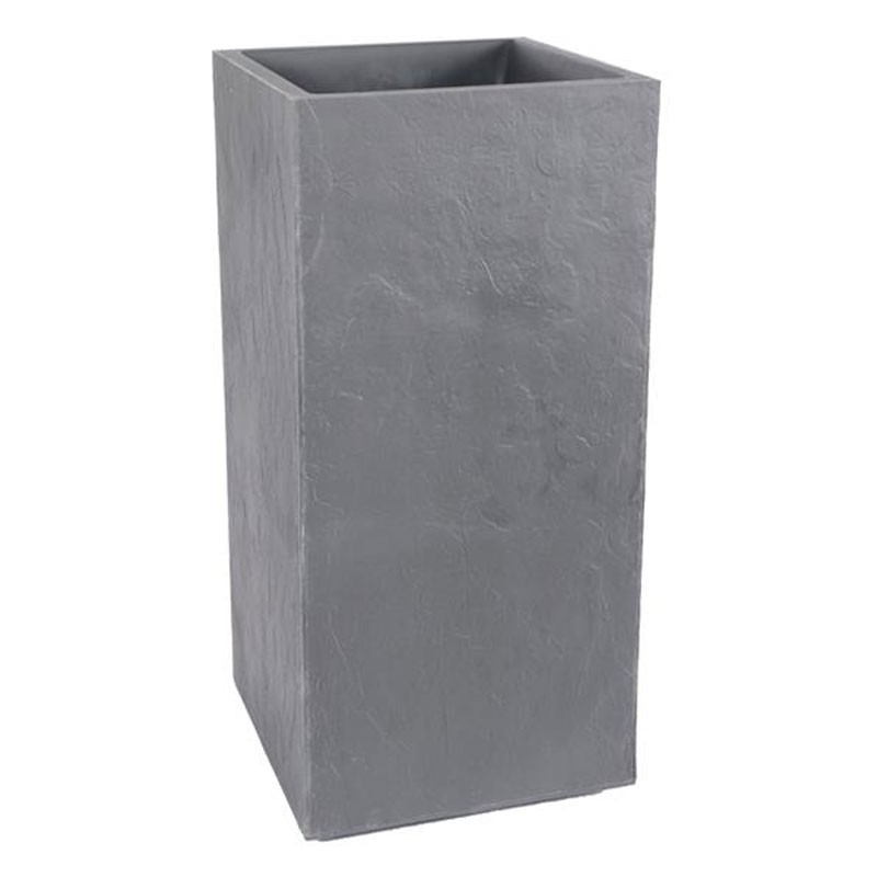 Bac jardinière carré haut Volcania 39.5x39.5x80cm 31L Gris galet - EDA Plastiques