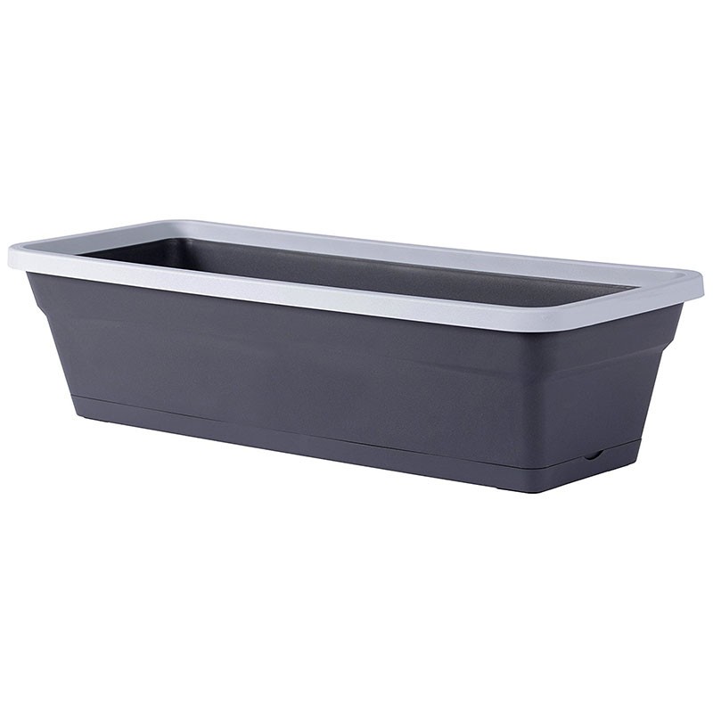 Jardinière STYLE 50 Gris galet/Gris anthracite +PLATEAU+SUPPORT 10.5L 50.8x20.3x15.2 - EDA PLASTIQUES