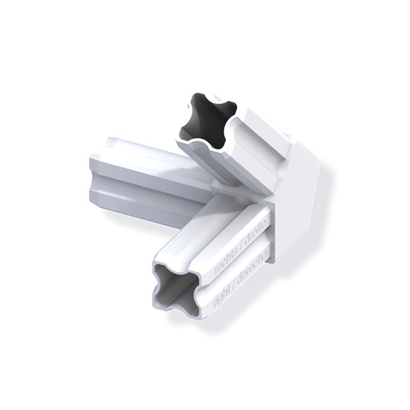 Connecteur Angle 45° Droite Blanc 3 Embouts 23.5Mm
