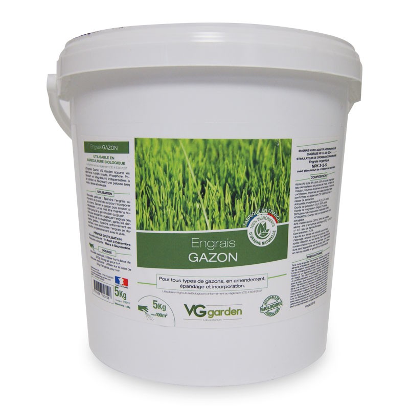 VG Garden - Engrais Gazon 5Kg - Amendement 100% d'origine naturelle