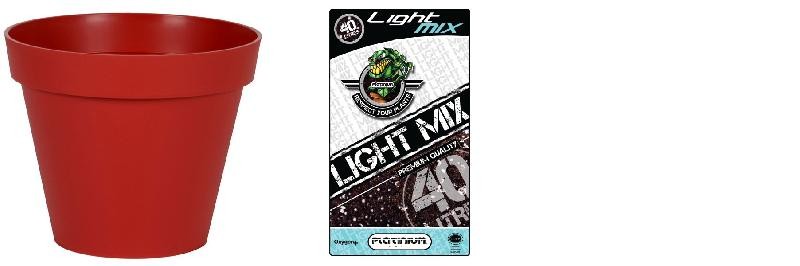  Pack - Topf EDA Toscane Rubin rund 43L + Substrat Platinium LightMIX 40L