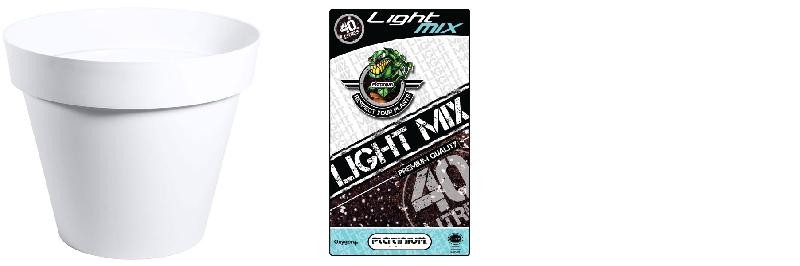  Pack - Pentola EDA Toscane Bianco rotondo 76L + Substrato Platinium LightMIX 40L