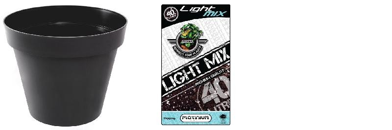  Pack - Topf EDA Toscane Anthrazit Rund 170L + Substrat Platinium LightMIX 40L