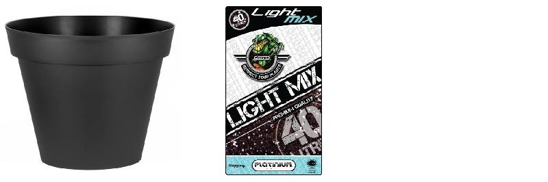  Pack - Topf EDA Toscane Anthrazit Rund 356L + Substrat Platinium LightMIX 40L
