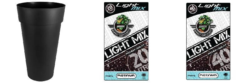  Pack - Topf EDA Toscane Anthrazit Rund XXL 90L + Substrat Platinium LightMIX