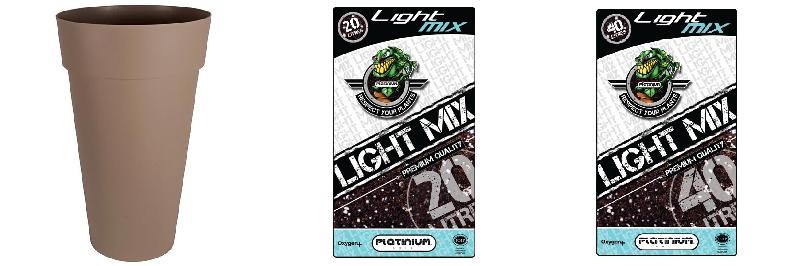  Pack - Pentola EDA Toscane Taupe rotondo XXL 90L + Substrato Platinium LightMIX