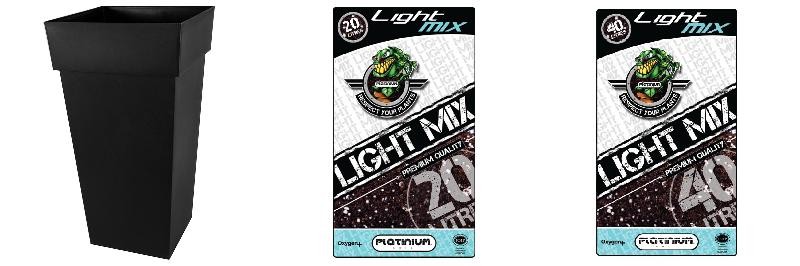  Pack - Topf EDA Toscane Anthrazit Quadrat XXL 98L + Substrat Platinium LightMIX