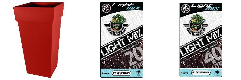  Pack - Topf EDA Toscane Rubin Quadrat XXL 98L + Substrat Platinium LightMIX