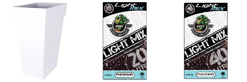  Pack - Pot EDA Toscane White Square XXL 98L + Substrate Platinium LightMIX