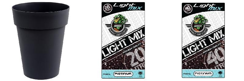  Pack - Vase EDA Toscane Anthrazit rund 50L + Substrat Platinium LightMIX