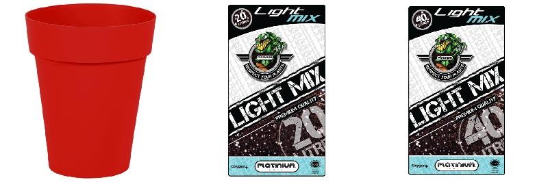  Pack - Jarrón EDA Toscane Rubí redondo 50L + Sustrato Platinium LightMIX
