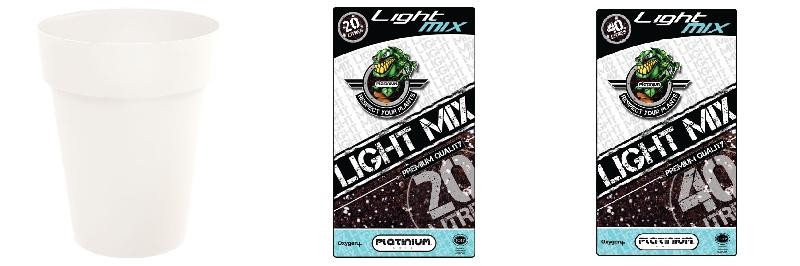 Pack - Vase EDA Toscane Blanc rond 50L + Substrat Platinium LightMIX