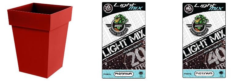  Pack - Panela EDA Toscane Rubi quadrado 51L + substrato Platinium LightMIX
