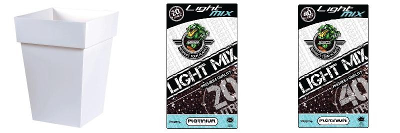  Pack - Pentola EDA Toscane Quadrato bianco 51L + Substrato Platinium LightMIX