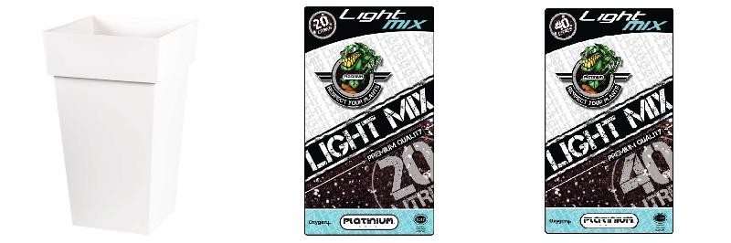  Pack - Pentola EDA Toscane Bianco quadrato 62L + Substrato Platinium LightMIX