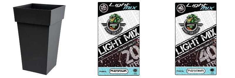  Pack - Topf EDA Toscane Anthrazit quadratisch 62L + Substrat Platinium LightMIX