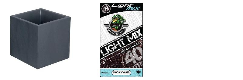  Pack - Blumenkasten Volcania Kieselgrau 31L + Substrat Platinium LightMIX