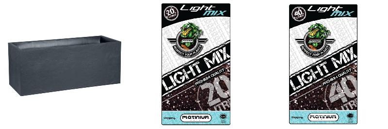 Pack - Jardinière Volcania Gris Galet 98L + Substrat Platinium LightMIX